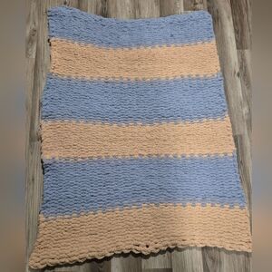 Blue and Tan Chunky Blanket